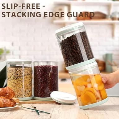 FAFAFLYER POP-Glass Cookie-Candy Airtight-Jar Lid - 2.2Qt/2L Clear glass container | Stackable One-Touch Opening | For Cookie, Candy, Sugar, Flour, Nuts - Image 6
