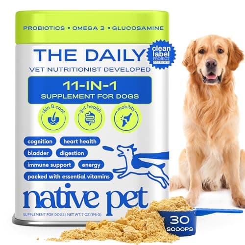 Native Pet Dog Vitamins & Supplements - 11-in-1 Multivitamin Powder for Dogs Food Topper - Collagen, Glucosamine, Probiotics, Omega & More- Supports Healthy Gut, Mobility & Overall Health -30 Scoops - Image 1