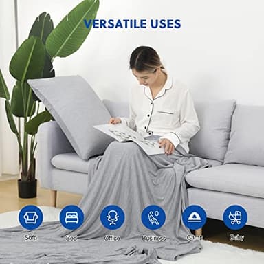 HOMFINE Cooling Blankets for Hot Sleepers - Summer Blanket Thin Lightweight Breathable Soft Double Side Enhanced Cooling for Bed Couch Sofa, Keep Cool for Night Sweats (Grey, 60 x 80 inches) - Image 4