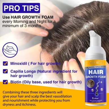 5% Minoxidil Foam for Hair Growth and Thickening - Biotin & Minoxidil Treatment to Stop Thinning & Hair Loss for Men & Women, 2oz - Image 5