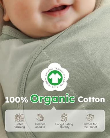 Yoofoss Baby Swaddles for Newborns 100% Organic Cotton, Adjustable Swaddle Sleep Sack 0-3 Months Newborn Swaddle Sack, Breathable Soft(Small) - Image 3