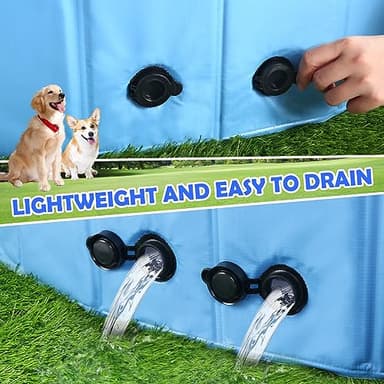 87" Large Dog Pool with Sprinkler, 2-in-1 Foldable Swimming Pool Non-Slip Hard Plastic Splash Sprinkler Kiddie Pool for Outdoor Backyard Kids Dogs Ducks and Pet Baths - Image 5