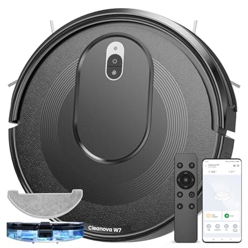 PSUK W7 Robot Vacuum and Mop Combo, 2 in 1 Mopping Robotic Vacuum Cleaner with Watertank and Dustbin, Self-Charging, Slim, Max 120mins Runtime for Hard Floor, Carpet Cleaning - Image 1