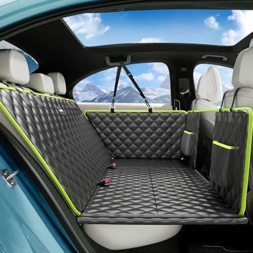 Dog Car Seat Cover for Back Seat, Waterproof Leather Fabric Back Seat Extender for dogs 52.4 * 24.4in, Foldable in The Car, Hard PVC Panels Bottom Support to 330 lbs, for Cars/Mid-Size SUV/Small Truck - Image 1