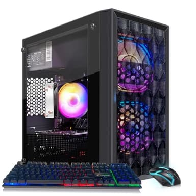 STGAubron Gaming PC Computer Desktop, AMD Ryzen 5 5500 up to 4.2GHz, GeForce RTX 3050 6G, 16G DDR4, 512G SSD, WiFi 6 5G & BT 5.2, RGB Fan x2, Windows 11 Home - Image 1
