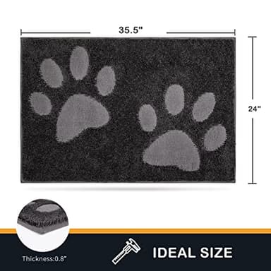 PURRUGS Dirt Trapping Door Mat 24" x 35.5", Non-Skid/Slip Machine Washable Microfiber Entryway Rug, Dog Doormat, Super Absorbent Welcome Mat for Muddy Wet Shoes and Paws, Charcoal - Image 2