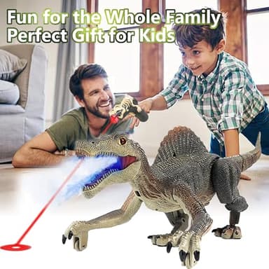 Upgraded Dinosaur Toys for Kids 3-5-7 Years Old, Remote Control Spinosaurus Toys with Indicator Light Chasing&Spray& Roar, Realistic RC Walking Dinosaur Robot Gifts Stocking Stuffers for Kids Boys - Image 6