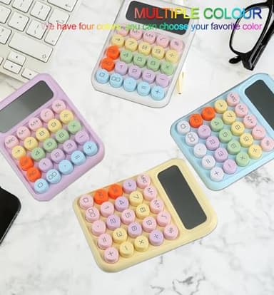 Envysun Colorful Candy Calculator,Mechanical Calculator Cute 12 Digit Large LCD Display Big Round Button Calculator,Easy to Press,for School Office Business Home,Automatic Sleep,with Batter(Purple) - Image 6