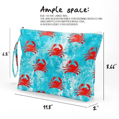 Fokongna Wet Bag, Travel Makeup Bag, Wet Dry Bag, Wet Bag for Swimsuit, Beach Pool Diapers Dirty Yoga Gym Clothes Zipper Pouch for Women Sister Friends Wet Bag Ocean Sea Shells Beach Starfish.349 - Image 6