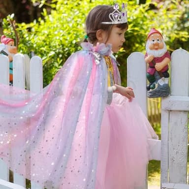 Meland Princess Dress up Clothes for Girl, 11Pcs Princess Cape with Kid Crown Toys,Dresses for Girl 3,4,5,6,7,8 Birthday Gift - Image 6