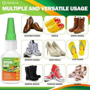 INSOIA Clear Super Glue for Shoe Repair, 20g, Waterproof, Strong, Quick Fix, Bonding Shoe Sole, Boots, Sandals, Sneakers, Leather & Footwear Items - Image 3