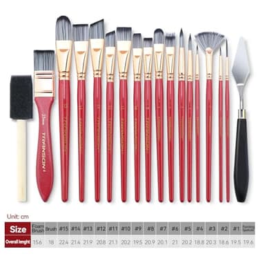Transon Art Paint Brush Kit 16 Paint Brushes with Foam Brush Sponge Spatula and Brush Case for Oil, Acrylic, Watercolor, Gouache, Painting Pink Color - Image 3