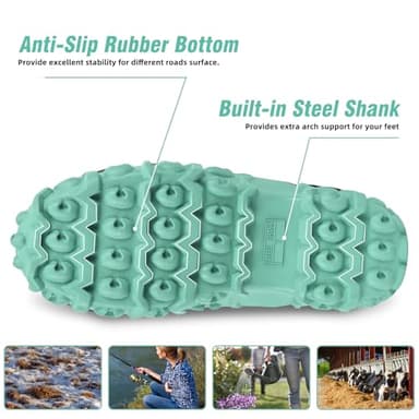 Trudave Rubber Boots for Women with Steel Shank, 6mm Neoprene Mid Calf Rain Boots, Waterproof Insulated Mud Work Boots All Season, Green, Size 8 - Image 5