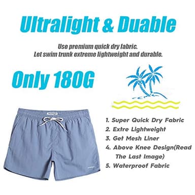 maamgic Mens Swim Trunks 5" with Mesh Lining Quick Dry Bathing Suits for Men Swim Shorts Swimwear Blue Medium - Image 4