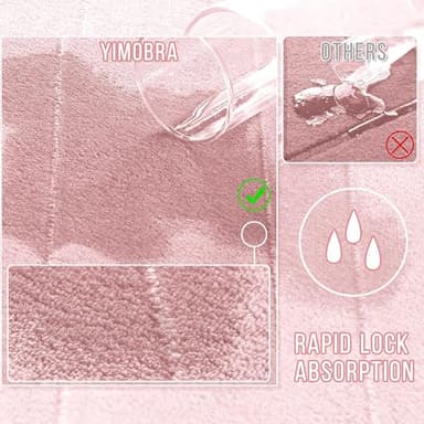 Yimobra Pink Bath Mat 31.5x20 Inch, Super Soft Absorbent Memory Foam Bathroom Rug Non Slip, Quick Dry, Machine Washable Floor Carpet for Tub Shower, Home Decor Accessories - Image 4
