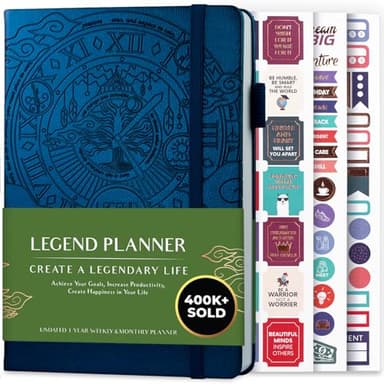 Legend Planner – Weekly & Monthly Life Planner to Hit Your Goals & Live Happier. Organizer Notebook & Productivity Journal. A5 (Mystic Blue) - Image 1