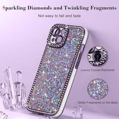 Lafunda for iPhone 13 Case Glitter, Luxury Shiny Bling Sparkly Phone Cover with Crystal Diamonds Rhinestone for Women Girls Soft TPU Slim Shockproof Protective Phone Case for iPhone 13 6.1", Purple - Image 5