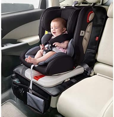Car Seat Protector for Child, Baby, Pets -1 Pack car seat Cover with Thick Padding- Waterproof Universal Size with Mesh Pockets (Black - Image 5