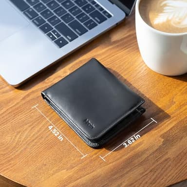 Mrain Full Grain Genuine Leather Wallet for Men | Minimalist Style | RFID Blocking | Bifold | Coin Pocket | Ultra Slim | Gift for Him (Wax Black) - Image 3