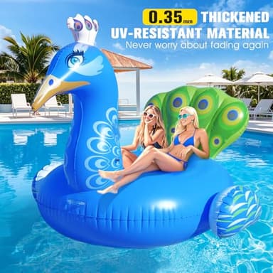 DeeprBetter Inflatable Peacock Pool Float, 2025 Gaint Funny Pool Floats Adults, Heavy Duty Pool Floaties Lounger, Large Animal Pool Floats Inflatable Ride-On Floaty for Swimming Pool Party Water Fun - Image 2