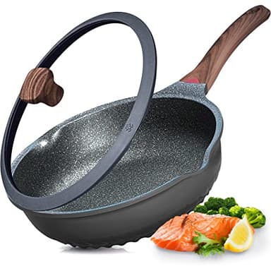 Vinchef Nonstick Deep Frying Pan Skillet with Lid, 11in/5Qt Saute Pan, German 3C+ Ceramic Coating Technology, Heat Indicator, Induction Compatible - Image 1