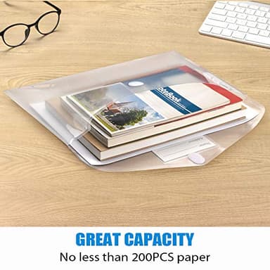 Sooez 10 Pack Plastic Envelopes File Folders, Clear Folder for Document US Letter A4 Size Poly Envelopes with Label Pockets for School Home Work Office Organizer, Clear - Image 5