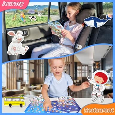 6 Set (260pcs) Puffy Sticker Books Activity for Kids, Animal, Farm, Dinosaurs, Space, Vehicle, Ocean, 3D Reusable Stickers for Boys and Girls, Travel Sticker Books for Kids Ages 3+ - Image 8