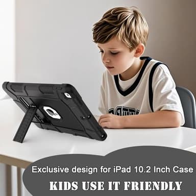 Rantice Case for 9th/8th/7th Generation, Hybrid Shockproof Rugged Drop Protective Case with Kickstand for iPad 10.2 Inch (2021/2020/2019 Release), Black - Image 5