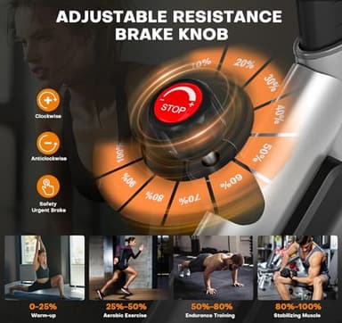 Exercise Bike, Adjustable Magnetic Resistance Stationary Bikes for Home with App Compatible, Quiet Indoor Cycling Bike with 350lbs Weight Capacity Comfortable Seat, Digital Monitor & Phone Mount - Image 4