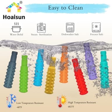 Sensory Chew Necklaces for Boys and Girls, 8 Pack Chew Necklace for Sensory Kids with Autism, ADHD, SPD, Biting, Silicone Oral Sensory Toys for Autism Adults Reduce Chewing Anxiety Fidget - Image 6