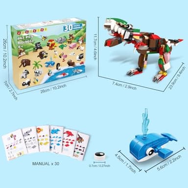 HOGOKIDS 30 Packs Party Favors for Kids - 867PCS Animals Building Blocks Sets for Classroom Prizes Goodie Bag Fillers Stocking Stuffers Birthday Valentines Easter Gifts for Kids Boys Girls 6+ - Image 8