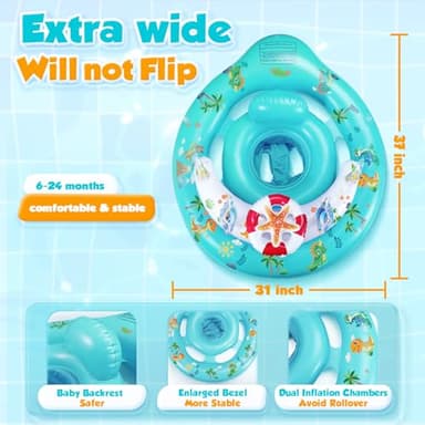 Baby Pool Float with Canopy UPF50+ Sun Protection, Inflatable Kids Pool Floats with Toy Play Console for Baby 6-36 Months, Infant Swimming Float with Adjustable Safety Seat for Boys Girls - Image 5