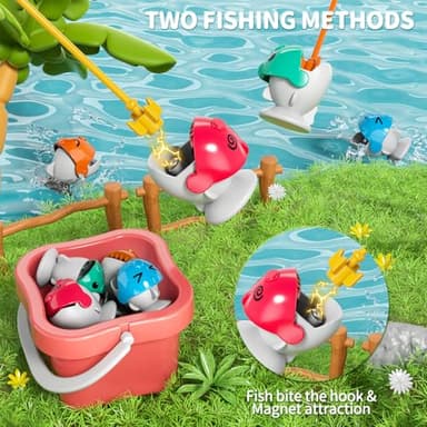 WATUDOU Magnetic Fishing Game for Kids Toddlers 3-5, 70 pcs Fishing Toys for Kids Toddlers 3-5, Table Toys Board Game Birthday Gifts for 3 4 5 6 7 8 Years Old Kid Toddler - Image 5