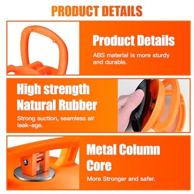 Dent Puller,Dent Removal Kit,3 Pack Car Dent Puller Kit Handle Lifter,Powerful Car Dent Remover,Dent Popper,Dent Fixer,Suction Cup Dent Puller and Paintless Dent Repair Kit for Car 3pcs (Orange) - Image 6
