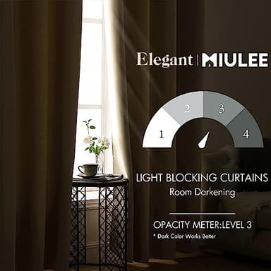 MIULEE Room Darkening Curtains Thermal Insulated Drapes Solid Window Treatment Set Grommet Top Light Blocking Blackout Curtain for Living Room/Bedroom 2 Panels 52 x 96 inch Cream Beige - Image 2