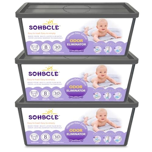 SOHBCLE Refills Compatible with Genie Easy Roll Signature Diaper Pail and Platinum Diaper Pail, Upgraded 90 Bags Hold up to 4200 Newborn Diapers, Extra Thickness Powerful Odor Control, Plant Scented - Image 1