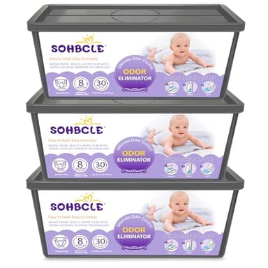 SOHBCLE Refills Compatible with Genie Easy Roll Signature Diaper Pail and Platinum Diaper Pail, Upgraded 90 Bags Hold up to 4200 Newborn Diapers, Extra Thickness Powerful Odor Control, Plant Scented - Image 1