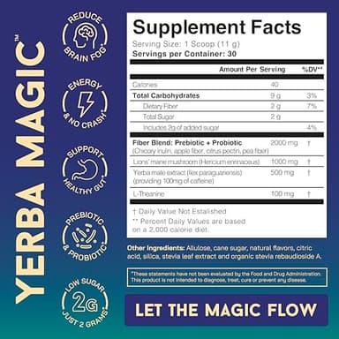 Yerba Mate Instant Tea Powder, 3-in-1 Super Drink - Clean Energy, Brain Fog Buster, and Gut Health Powered by Nootropics, Prebiotics and Probiotics | Yerba Magic Peach Mango 30 Servings - Image 2