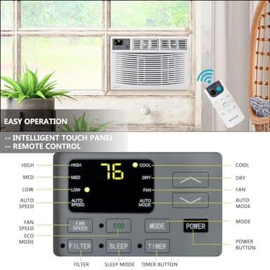 ROVSUN 12000 BTU Air Conditioner Window Unit, 3-in-1 Window AC Unit Cooler, Dehumidifier & Fan with Timer, Remote Control & Installation Kit, Cooling Rooms up to 550 Sq. Ft, 115V/60Hz - Image 4