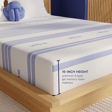 Vibe Gel Memory Foam Mattress, Fiberglass Free 10-Inch CertiPUR-US Certified Bed-in-a-Box, Queen, White - Image 6