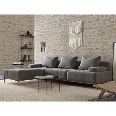 Acanva Convertible Modular Sectional Sofa, Mid-Century Modern Minimalist Free Combination U/L Shaped Reversible Couch for Living Room, Single Chair, Grey - Image 4