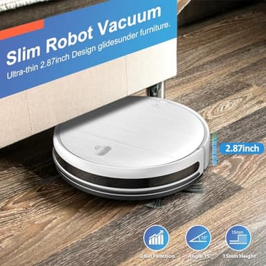 Robot Vacuum and Mop, 2 in 1 Robotic Vacuum Cleaner with Schedule, App/Voice, Slim Mopping Vacuum Robot with Watertank and Dustbin, Self-Charging, Easy of Use, Ideal for Hard Floor, Pet Hair, Carpet - Image 5
