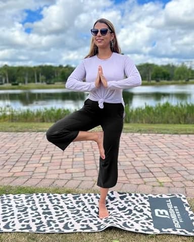 G4Free Capri Yoga Pants for Women Wide Leg Cropped Pants for Summer Flowy Loose Lightweight Lounge Capris for Workout Casual(Black,XL,21") - Image 4