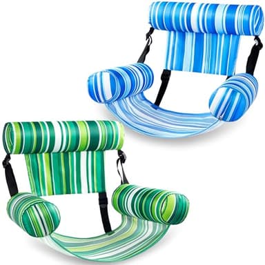 Sloosh Pool Floats Chairs Adult, 2 Packs Inflatable Pool Lounge Chairs,Blow up Hammock Pool Noodles Floats for Adults,Stripe Pattern Floating Water Chair for Pool Lake River(Stripe) - Image 1