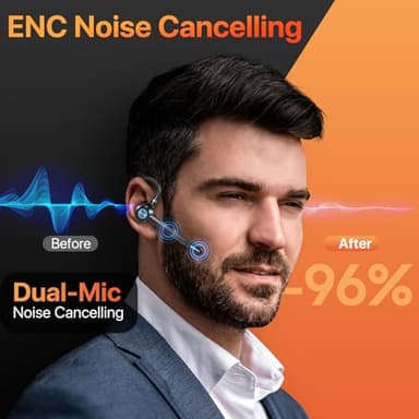PRTRFLC Bluetooth Headset with Microphone,V5.4 Bluetooth Earpiece with Charing Case 150H Standby Time Hands Free Headset with Noise Canceling for Work Business Office Trucker(Black) - Image 3