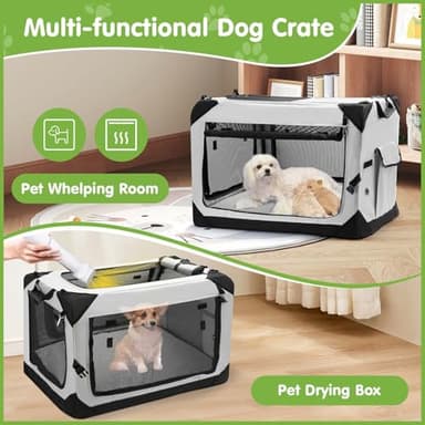PETIMBER Collapsible Dog Crate, 30 Inch Portable Travel Dog Crate for Small Dogs Indoor & Outdoor Use, 4-Door Foldable Soft Sided Dog Kennel with Handle, Safety Zippers, Mesh Windows and Soft Mat - Image 3