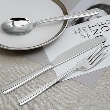 Silverware Set,18/10 Stainless Steel 12Piece Silverware Set with Knives Spoon Forks Set for Home, Kitchen and Restaurant, Mirror Polished& Dishwasher Safe - Image 3