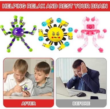 10 Pcs Transformable Fidget Spinner Toys for Kids, Stress Relief Sensory Toys for Autism ADHD, Birthday Party Favors, Easter Basket Essentials, Classroom Prizes, Stocking Stuffers for Boys Girls - Image 6
