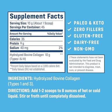 NativePath Collagen Peptides Protein - Hydrolyzed Type 1 & 3 Collagen Powder for Skin, Hair, Nails - 15.9 oz (45 Servings) - Image 3