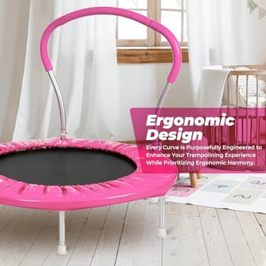Roinoim 36 Inch Mini Trampoline for Kids with Handle, Indoor Round Toddler Trampoline, Pink - Image 5
